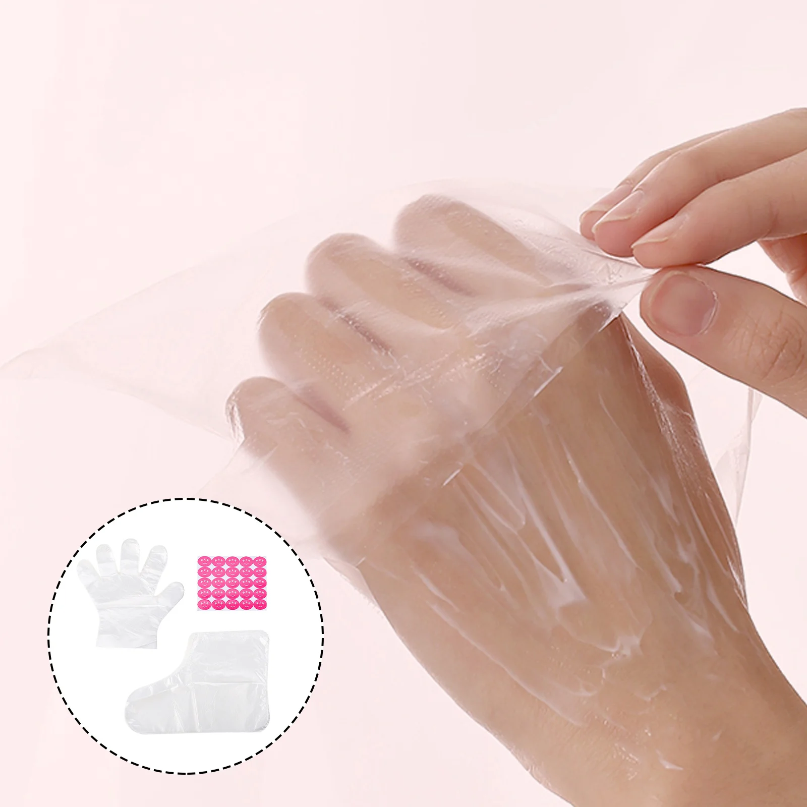 

1Set Hand and Foot Covers Premium Disposable with Fixing Stickers for Home Salon Travel Use Moisture Gloves