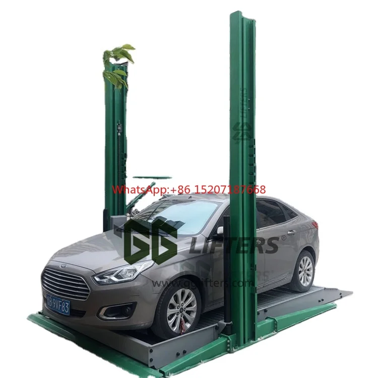 Simple Double Post Double Car Stacker Hydraulic Lift Vertical Car Parking Garage Two Level Hydraulic 2 Post Car Parking Lift