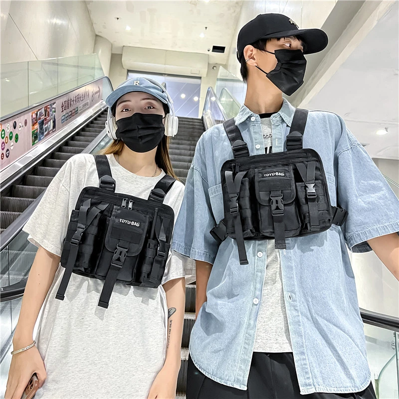 

Уличная женская нагрудная сумка в стиле хип-хоп, новинка 2025 года, тактический жилет унисекс, рюкзак, многофункциональный мужской жилет, карманный спортивный дорожный нагрудный пакет