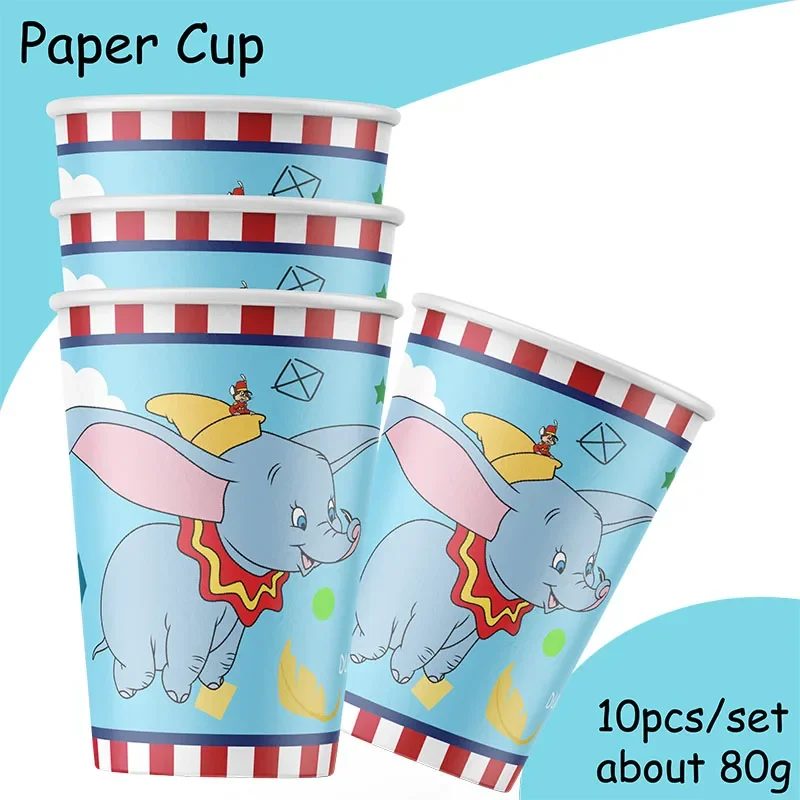 Cartoon Disney Dumbo Theme Party Supplies Tableware Cup Plate Topper Kid Baby Girls Birthday Party Decoration Baby Shower