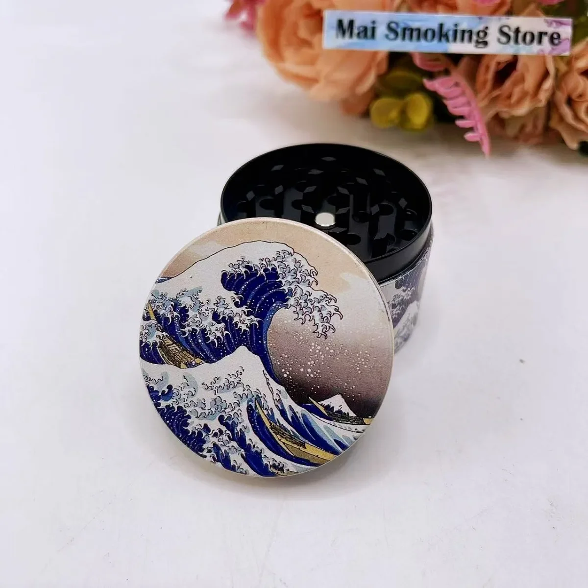 Moedor de Ervas Manual de Metal 2/2.5 polegadas, Moedor de Sal e Especiarias, Pilão Kanagawa para Tabaco e Ervas, Ferramenta para Fumar