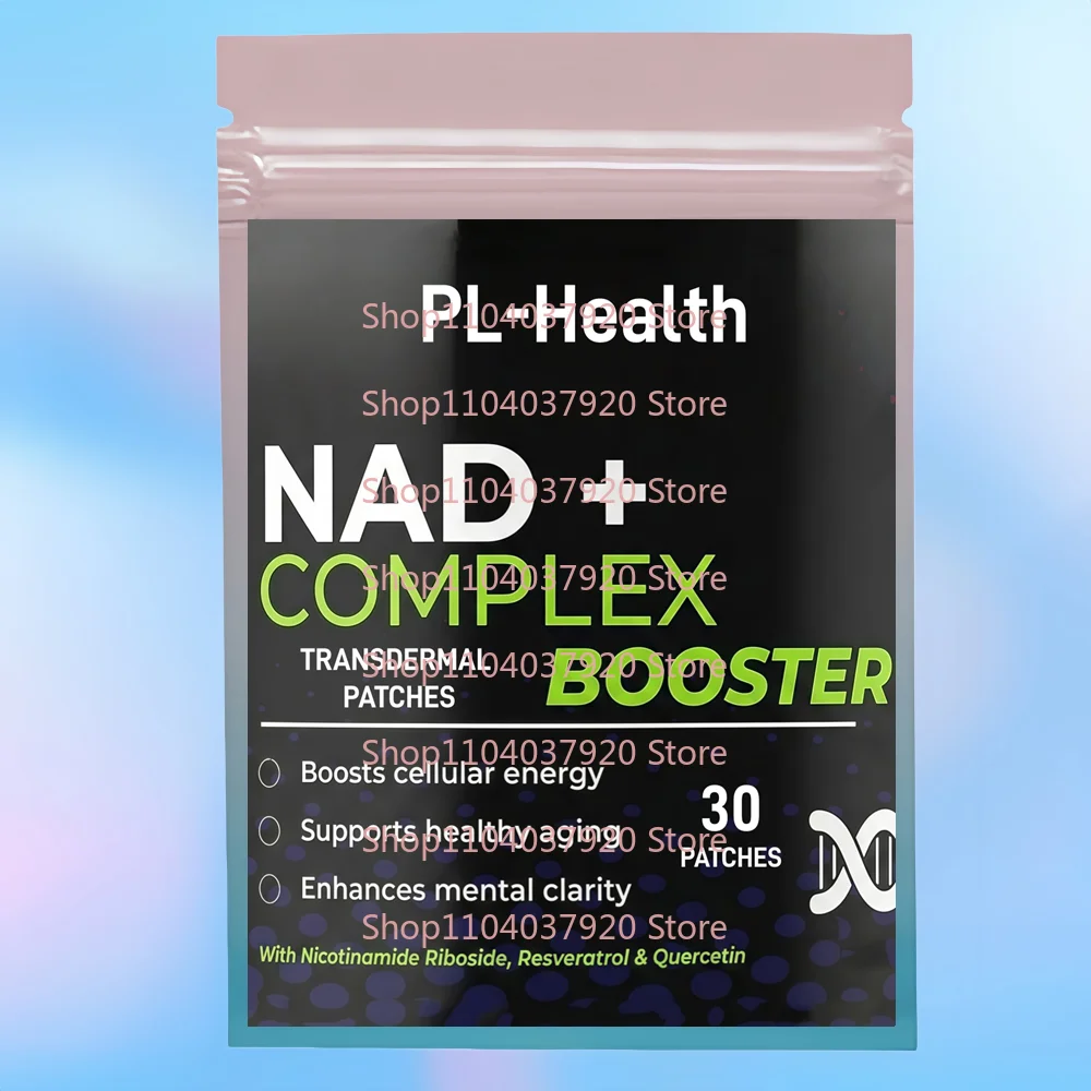 30 Parches Transdérmicos de Complejo NAD+ con Resveratrol y Quercetina, Apoyo para la Energía Celular, la Concentración y el Envejecimiento Saludable