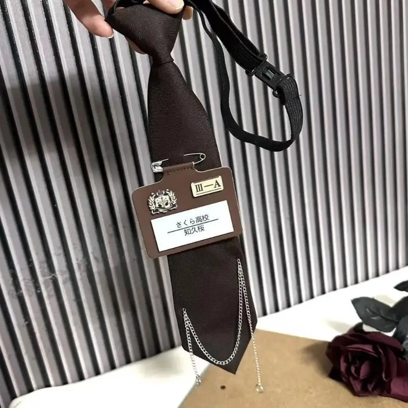 

A52E для женщин и мужчин, регулируемый студенческий галстук в консервативном стиле с булавкой, бейдж, цепочка для галстука,