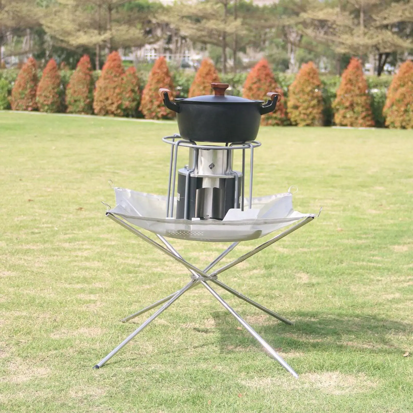 

Outdoor Fire Pit Folding Outdoor Wood Burning Firepit Mesh Weatherproof Rust-Proof Fireplaces For Backyard Barbecue Bonfire BBQ