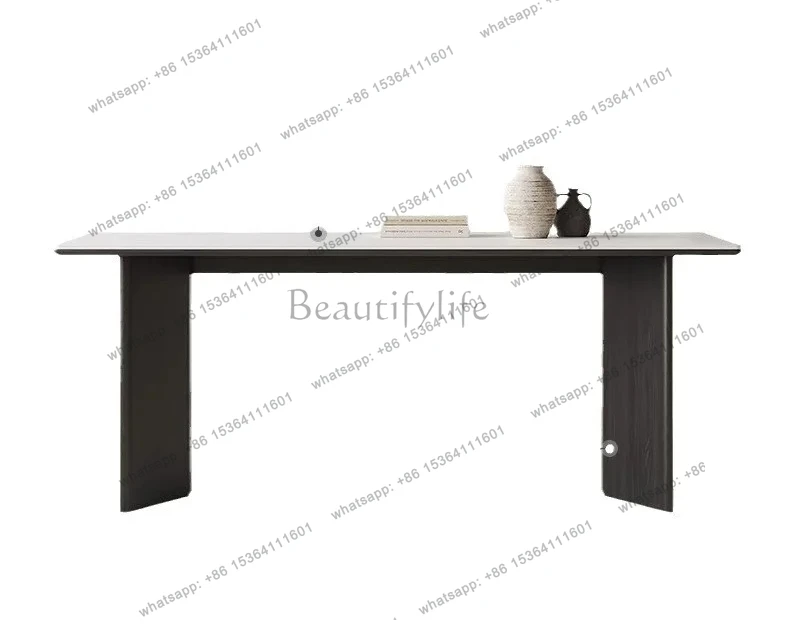 

Modern simple household small apartment dining table high-end rectangular solid wood dining table