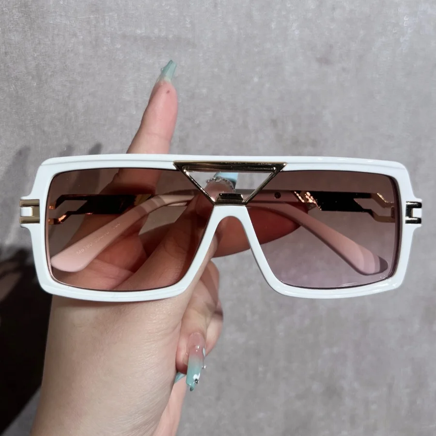 1Pc Women's Fashion Glasses New Exquisite Retro Double Bridge Square Frame Personality Splicing Versatile Street Style Daily Par