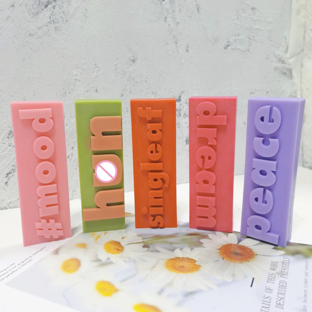 DIY 16 Designs Extra Babe Mood Words Slogan Candle Silicone Mold Home Decoration Art Letter Alphabet Candle Molds