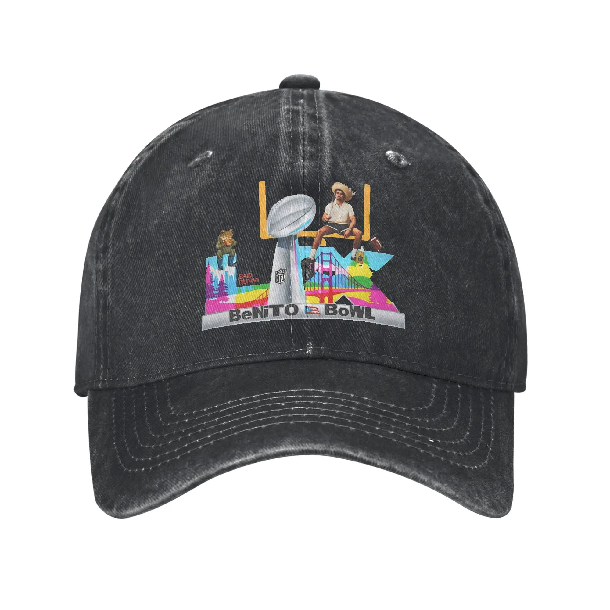 Benito Bowl Bad Bunny  Baseball Cap Vintage Distressed Cotton Puerto Rico Football Sun Cap for Men Women Adjustable Caps Hat