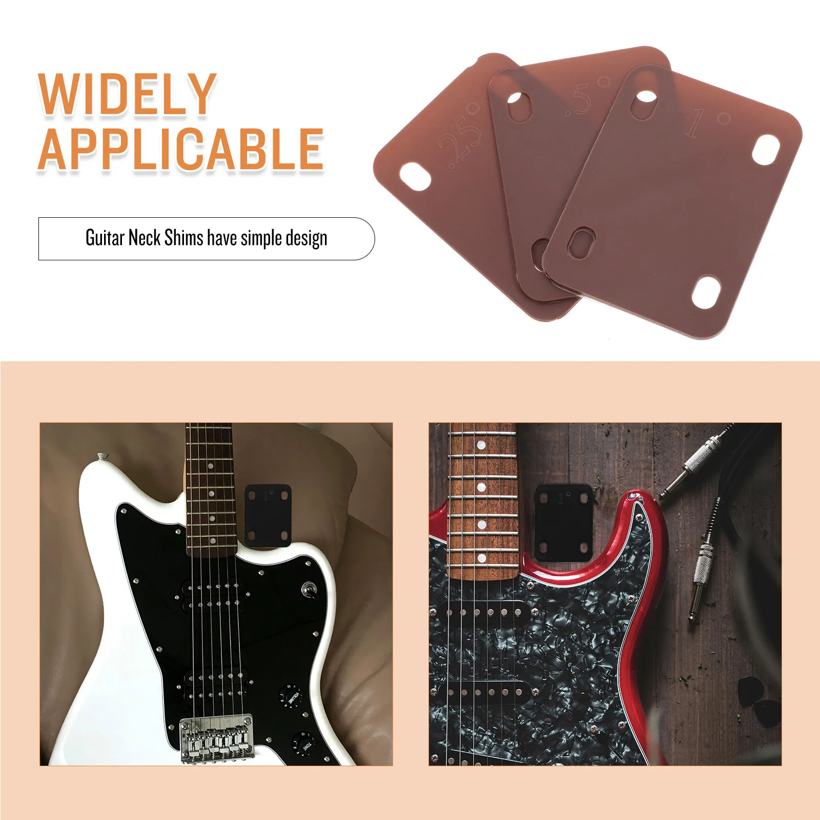 3Pcs Plastic Guitar Neck Shims Heightening Gasket Replacement Parts Neck Angle Adjust Guitar Accessories Heightening Gasket