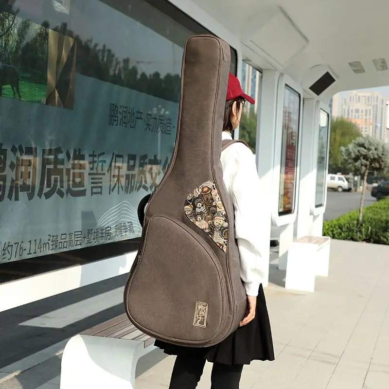 40/41 Inch Folk Guitar Bag Thickened Shoulders Portable Shockproof Durable Folk Guitar Backpack Musical Instrument Accessories
