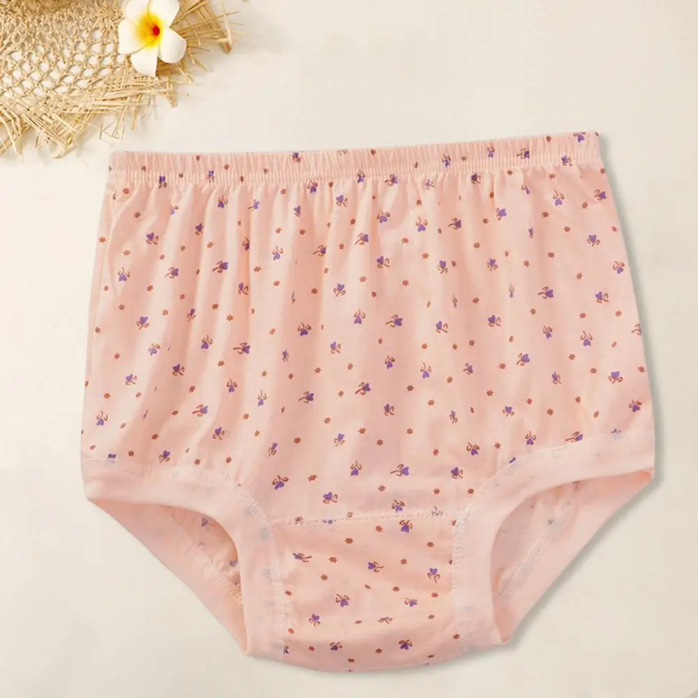 Plus Size Triangle Underwear Comfortable Cotton Panties for Mid-aged Women Elastic Waist Plus Size High Waist for Mother