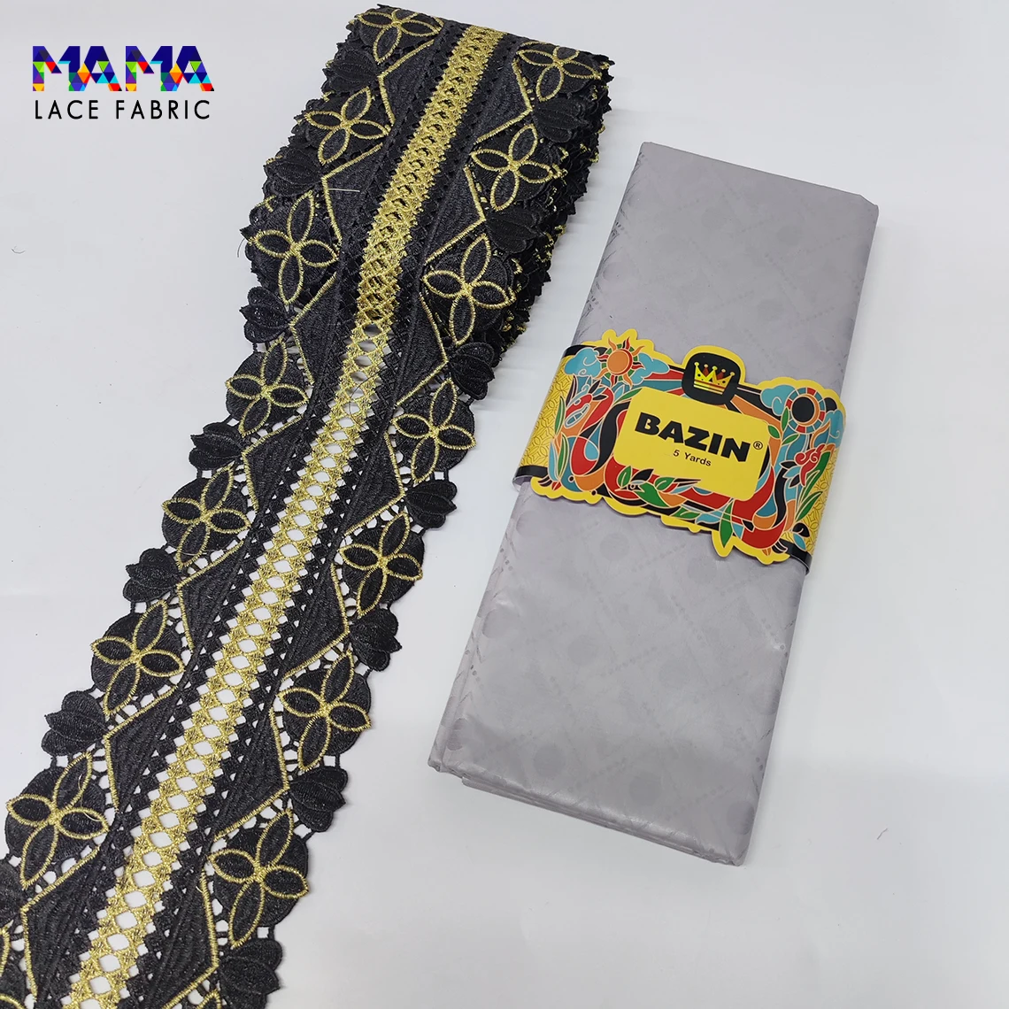5+5 Yards African Lace Fabric Bazin Riche Brocade With Ribbons For DIY 100% Cotton Original Brocade For Wedding Dresses Laces