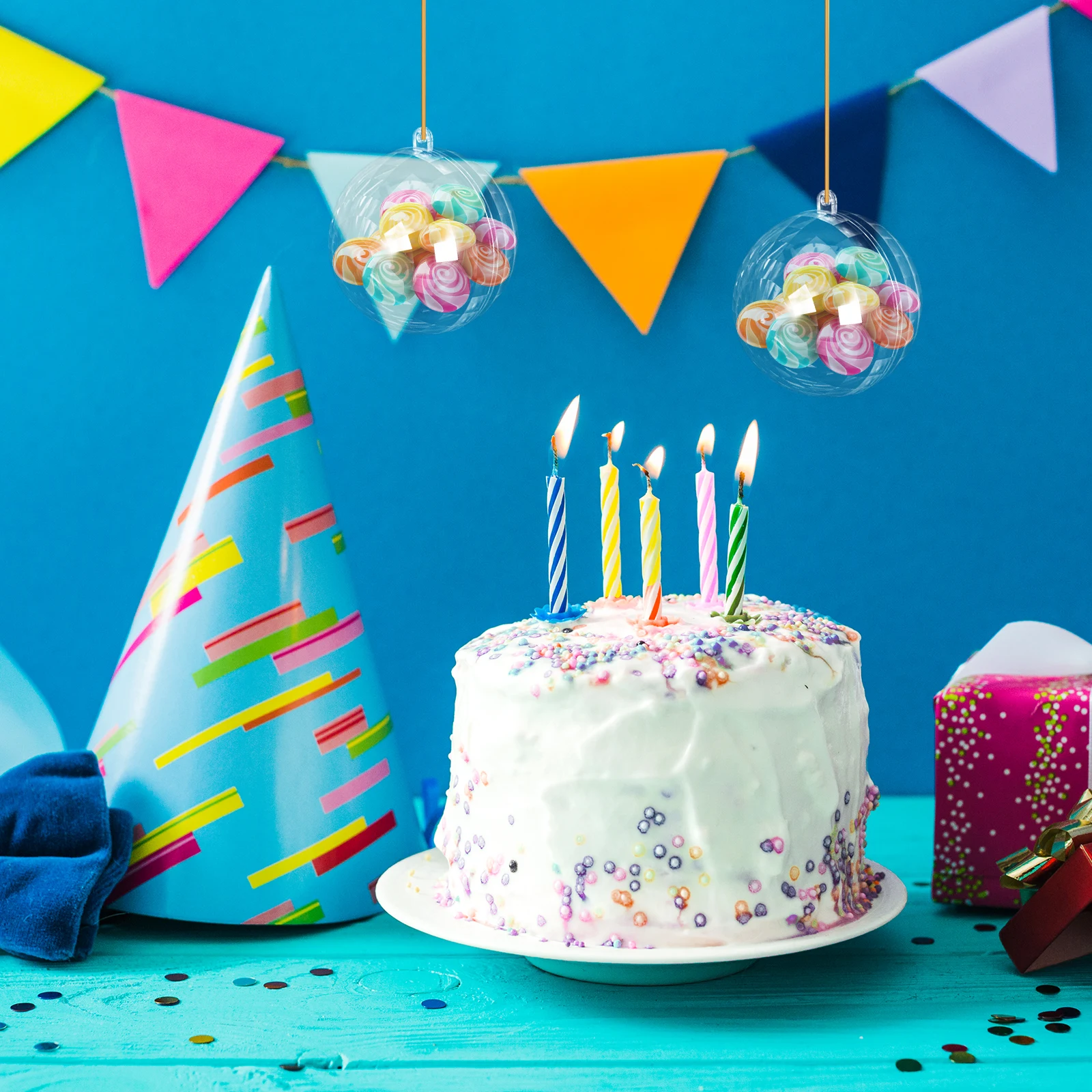 

5Pcs Transparent Favor Boxes Creative Disco Ball Design Hangable Candy Containers for Weddings Birthdays Parties Decorations