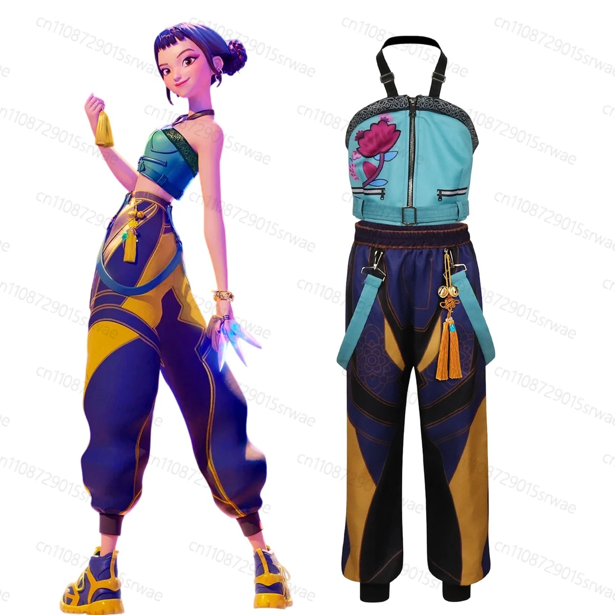 

Kids Anime Movie KPOP Demon Hunters Zoey Cosplay Costume Gothic Uniform Stage Clothing Child Girls Idol Roleplay Outfits