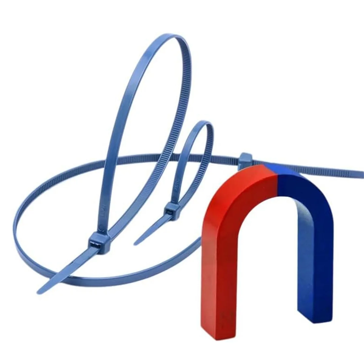 BAAQ Fascette per cavi rilevabili in metallo, fascette metalliche rilevabili Fascette blu (confezione da 100 pezzi) 300x4,8 mm