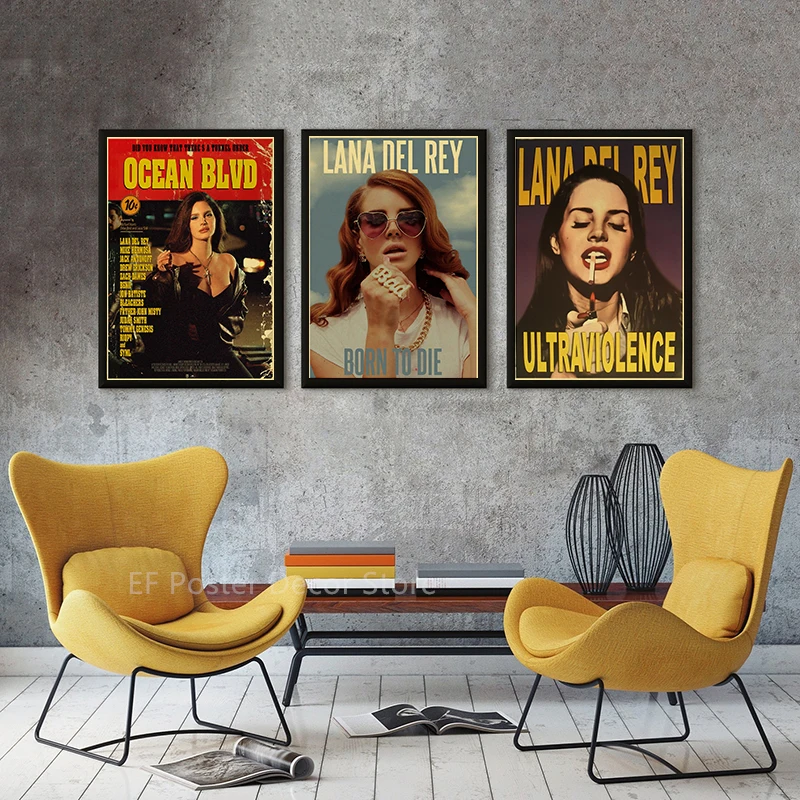 Lana Del Rey Retro Poster Prints Singer AKA Lizzy Grant Music Album Cover Painting LDR Vintage Home Room Bar Cafe Art Wall Decor