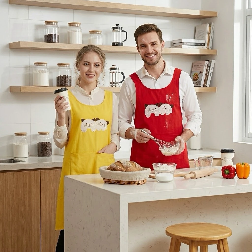 Fashion Cute Nail Shop Coffee Nursery Apron Pinafore For Women Kitchen Baking Gowns Print Logo
