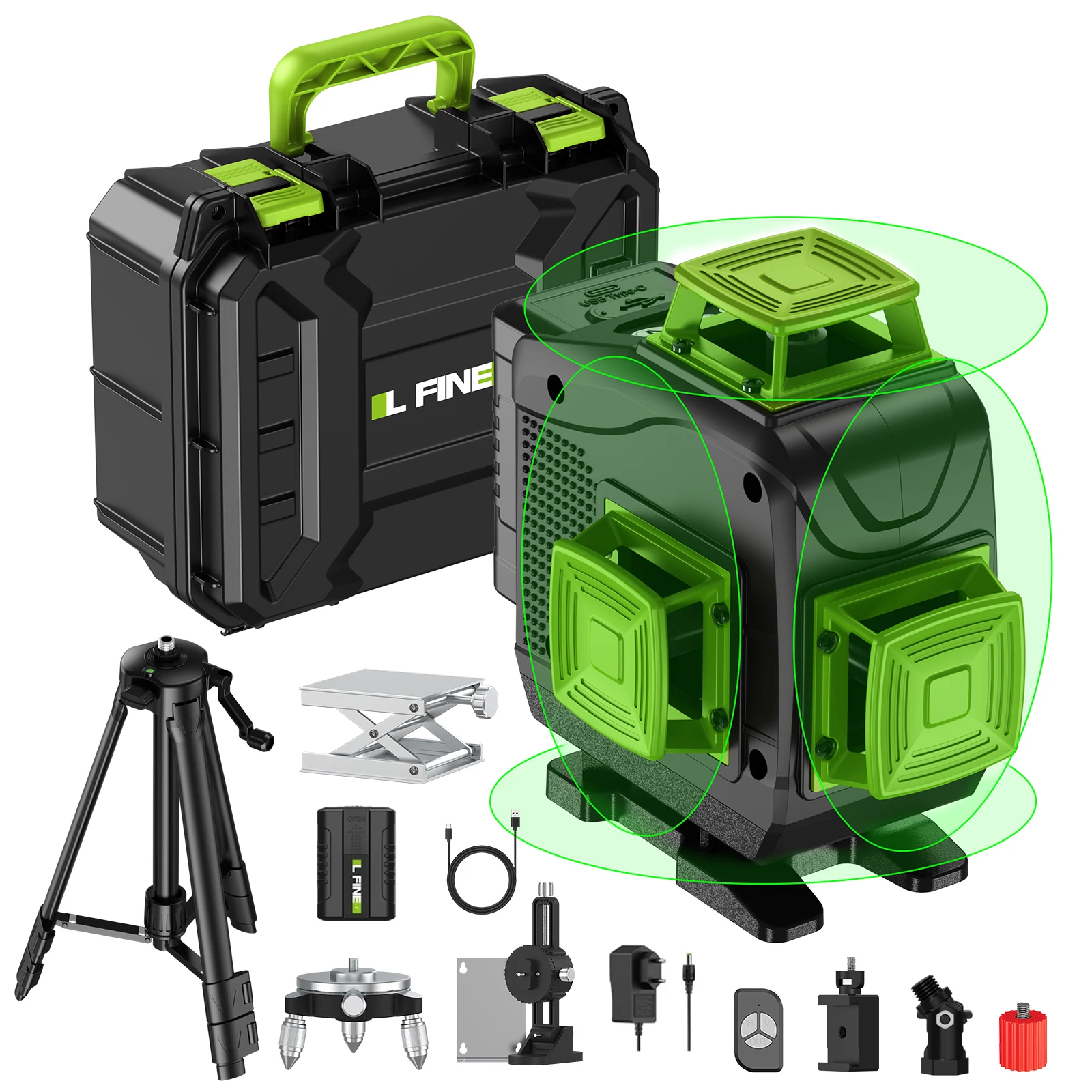 Lfine 4D 16 Lines 360°Self-leveling Laser Levels with Tripod and Suitcase Horizontal And Vertical Professional Laser Level Tool