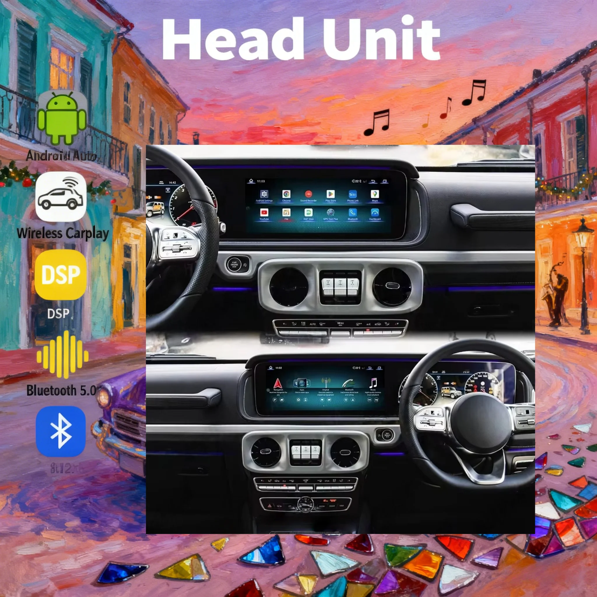 Long Screen Car Radio For Mercedes Benz G Class W463 2013-2025 Car Multimedia Video GPS Navigation Carplay Daul 12.3 Inch 4G BT