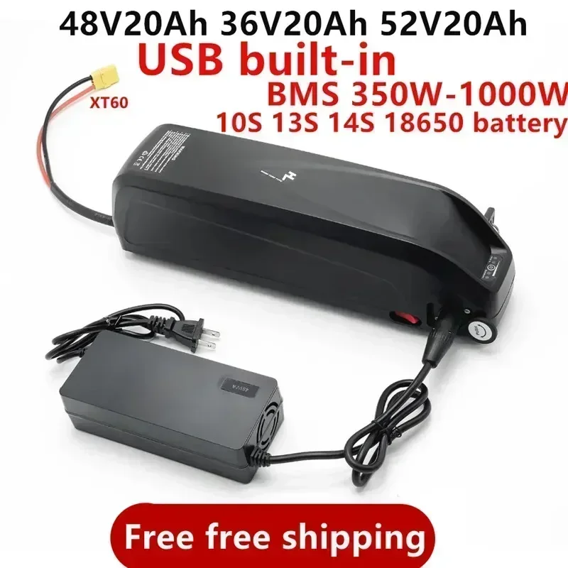 

NEW 48V20Ah 36V20Ah 52V20Ah ebike Battery Hailong battery with USB built-in BMS 350W-1000W 10S 13S 14S 18650 battery