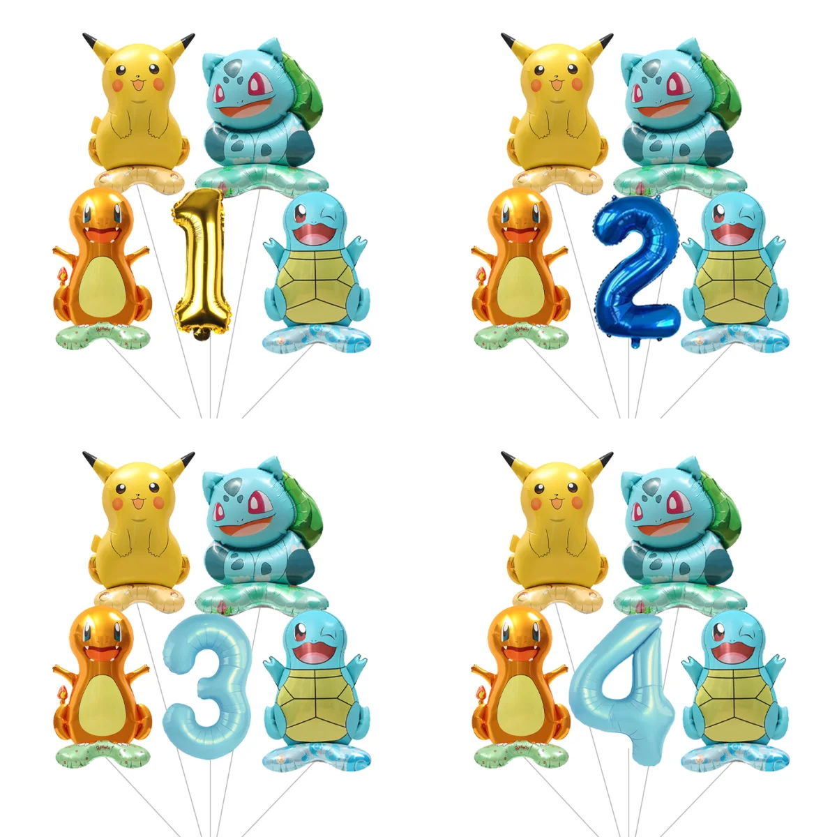 Cartoon-Pikachu-Ballonset, leichte Aluminiumfolienballons für Partydekoration, Feiertagsfeier, Geburtstagsveranstaltung, Requisiten für die Veranstaltungsszene