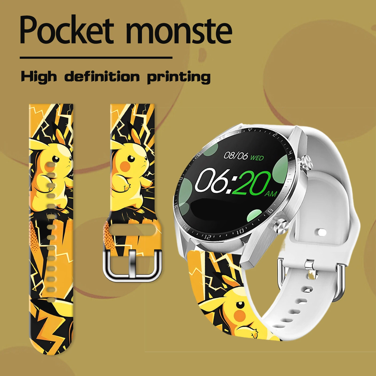 بوكيمون سلسلة 20 مللي متر حزام مطبوع لساعة سامسونج جالاكسي 7/6/5 40 مللي متر 44 مللي متر حزام ساعة قابل للاستبدال لشاومي هواوي Amazfit #2