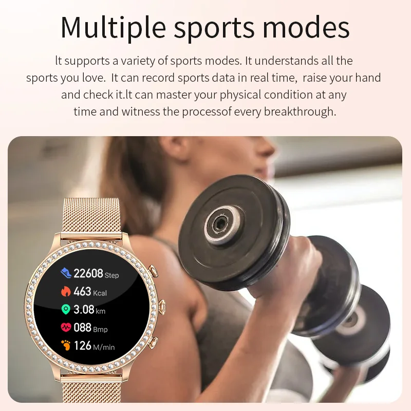 AI Voice Assistant Smart Watch Women Bracelet Sport Custom Dials Blutooth Calls Blood Pressure Lady Watch Waterproof Smartwatch