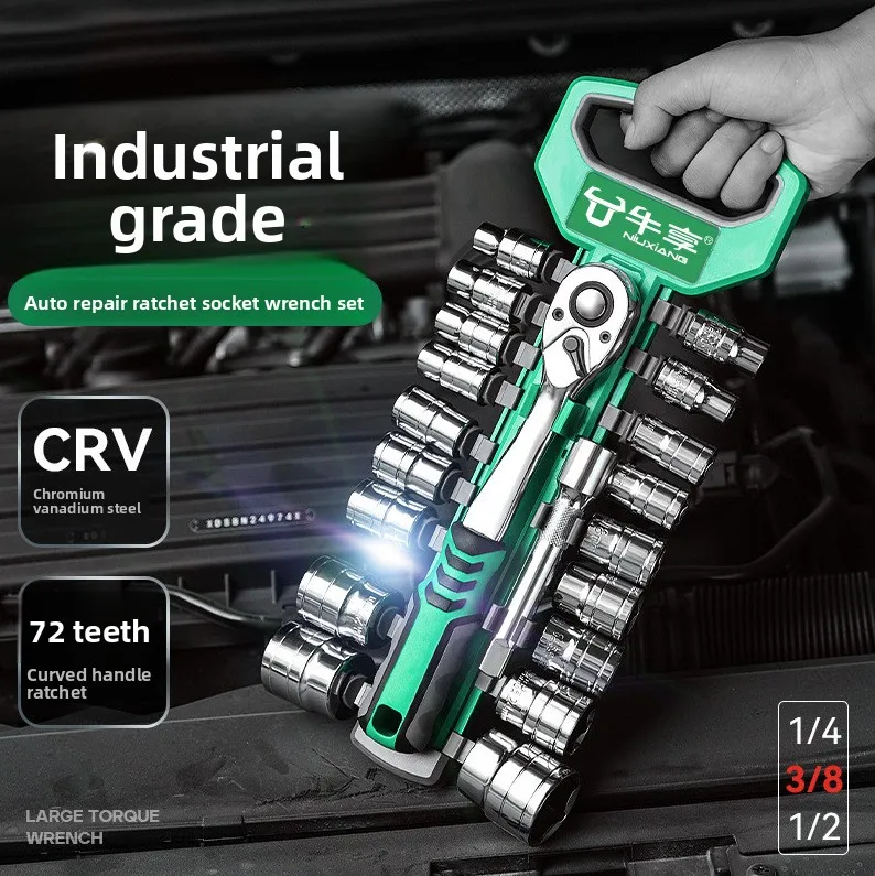 Heavy Duty Ratchet Wrench Kit - 24/72 Tooth Labor-Saving 1/4