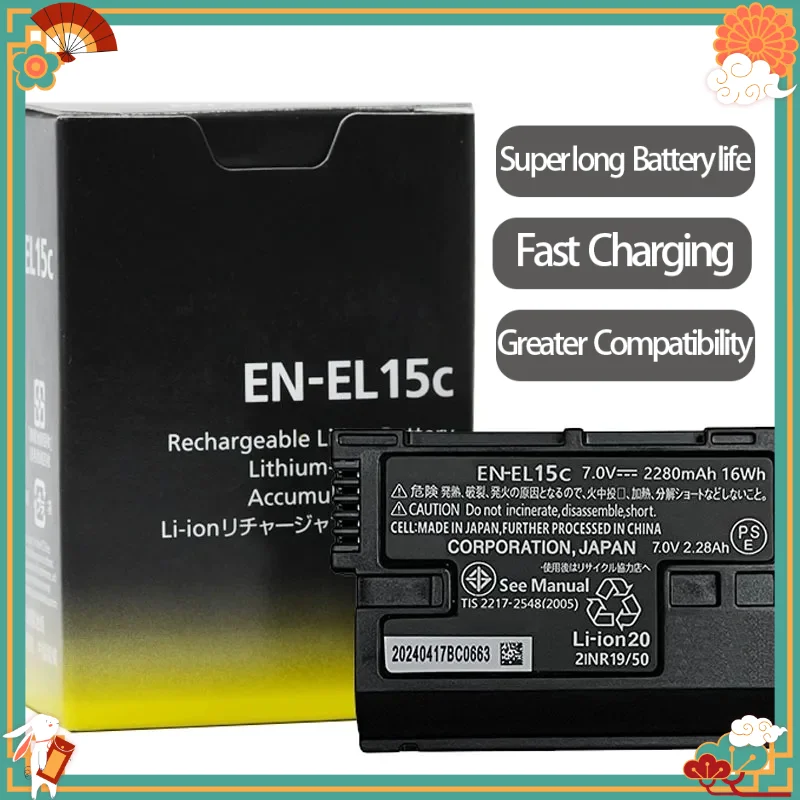 EN-EL15C Li-ion Battery for Nikon ZF Z5 Z6 Z7 II D600 D610 D800 D810 D7000 D7100 D7200 D7500 Camera Battery  Fast Charging