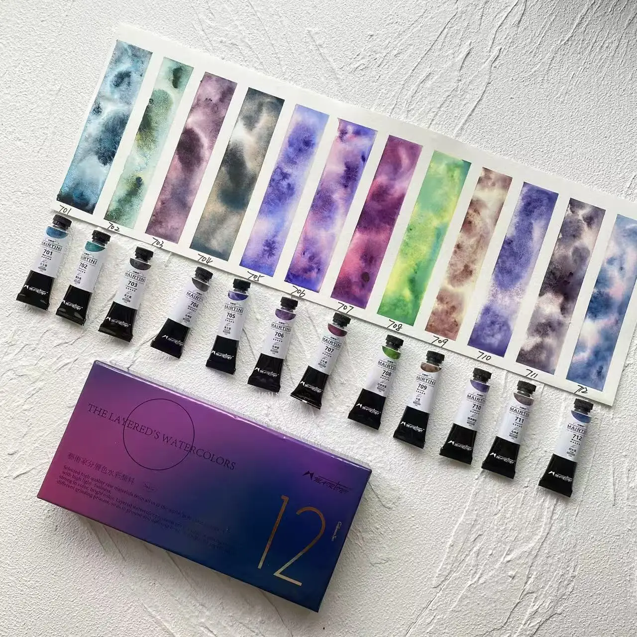 MAIRTINI Pigment d'aquarelle minérale précipitée de qualité artistique, Pigment d'aquarelle stratifié, Pigment de propylène, Fournitures artistiques 5ml/Tube individuel
