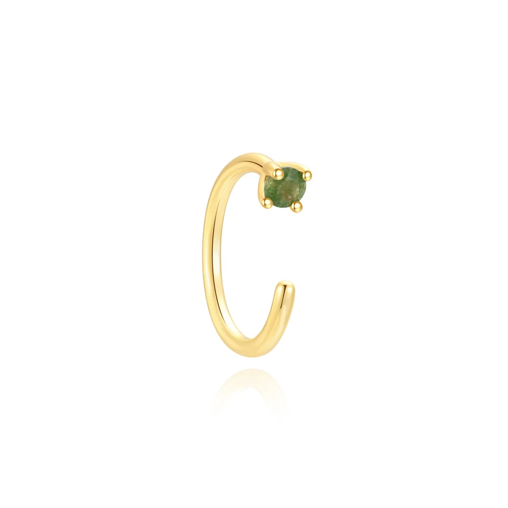 AIDE Wasser Gras Achat 925 Sterling Silber Flachkopf Faden Piercing Ohrring Grünes Moos Piercing Ohr Knochen Ohrring Schmuck 1 Stück