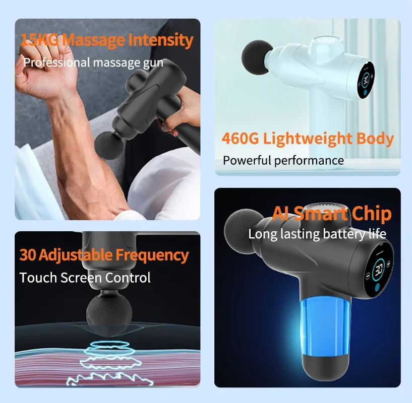 2024 الأكثر شعبية المحمولة أرخص الكهربائية القابلة لإعادة الشحن مقبض الأنسجة العميقة الاهتزاز فآسيا مدلك جهاز تدليك صغير