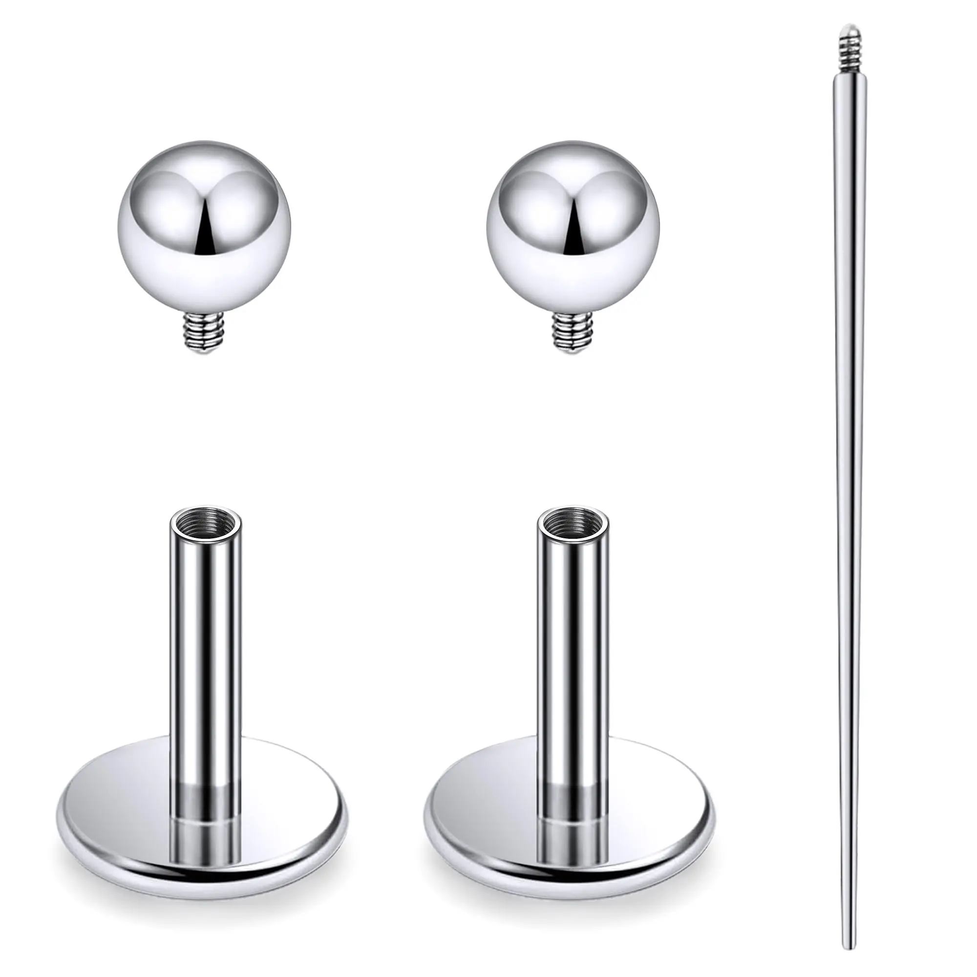18G 16G Internally Thread Titanium Nose Ring Studs Flat Back Tragus Helix Conch Cartilage Studs Earrings Piercing Jewelry 6-10MM