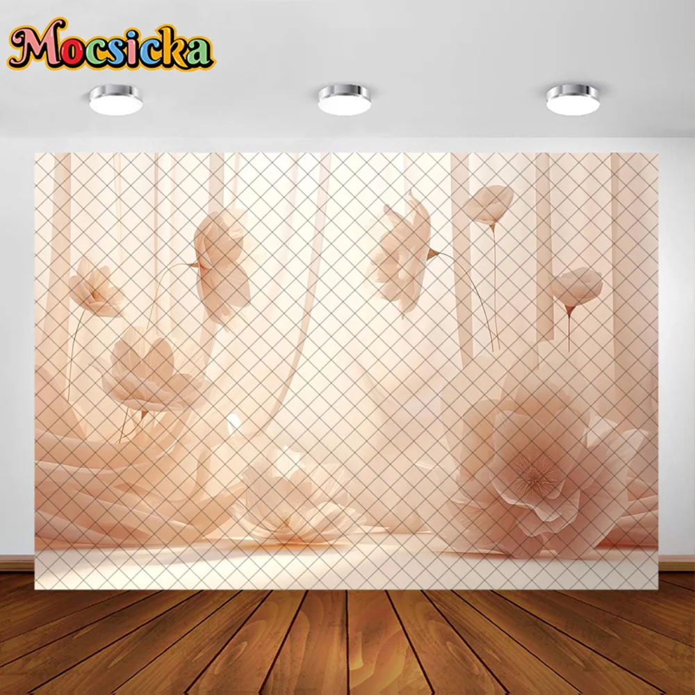 Mocsicka التصوير خلفية خلفية زرقاء الوردي الزهور الديكور خلفية الوليد المرأة الحامل صورة استوديو الدعائم