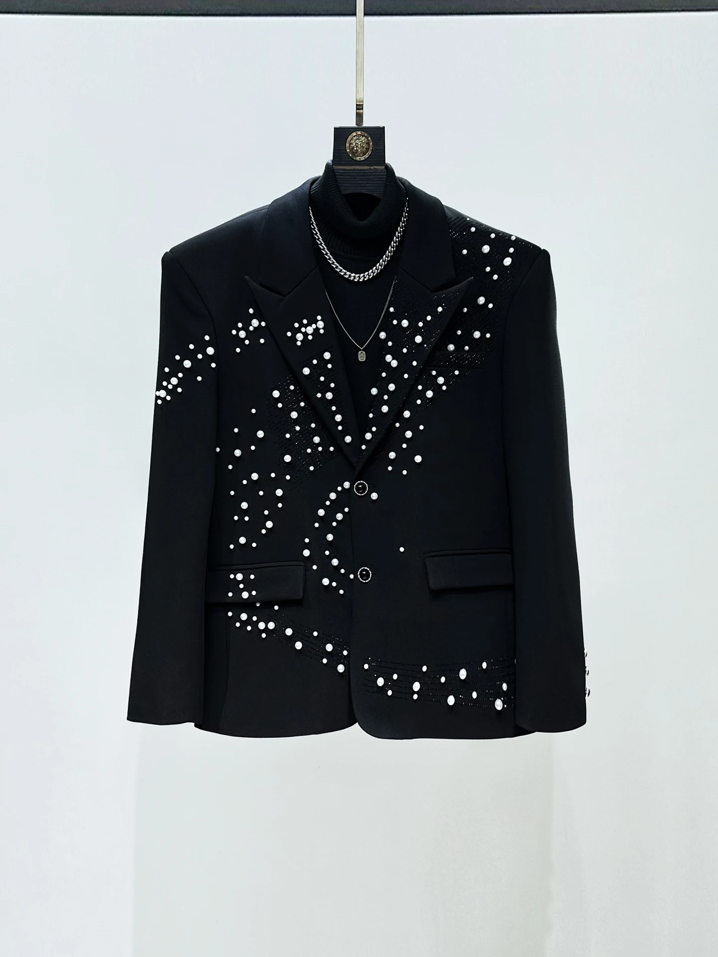 

Embellied Heavy Du Men's Suit Jaet Faionable Luxury Feel Casual Spring Autumn Long Sve Regular Fit