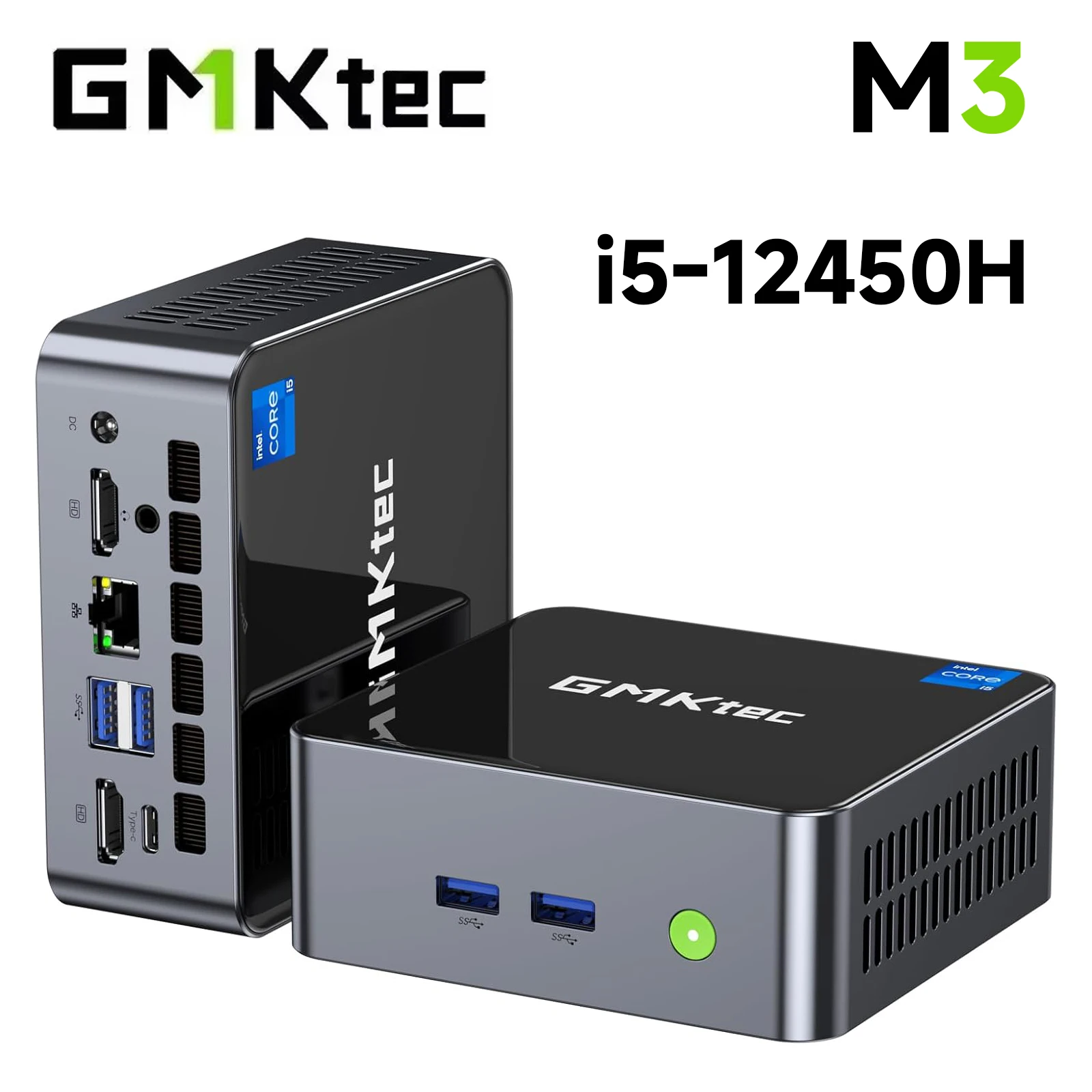 GMKtec M3 Nucbox Core i5-12450H Мини-ПК Windows 11 Pro DDR4 3200 МГц NVMe SSD WiFi6 BT5.2 Игровой офисный компьютер с тройным дисплеем