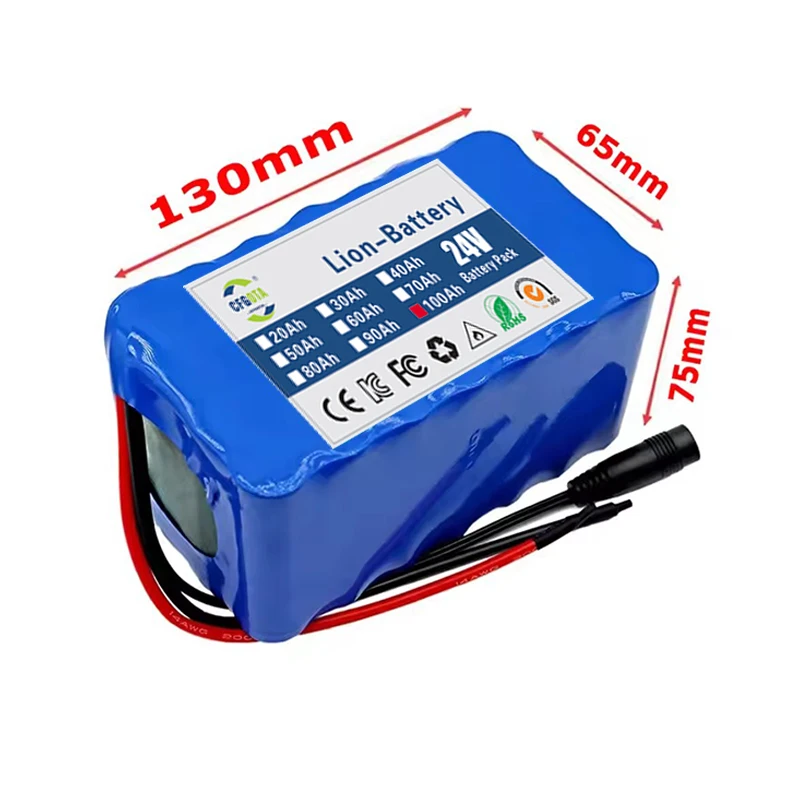 24V 100Ah 7S4P battery pack 18650 lithium-ion battery, built-in BMS, large capacity electric wheelchair battery