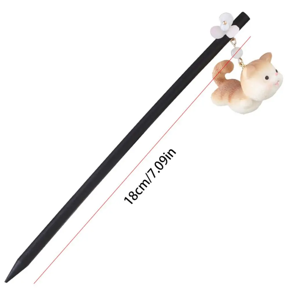 Cute Cat Wooden Hair Stick Tassel Chinese Style Hanfu Hairpin Hair Chopstick Hair Sticks for Buns Hanfu Accessories