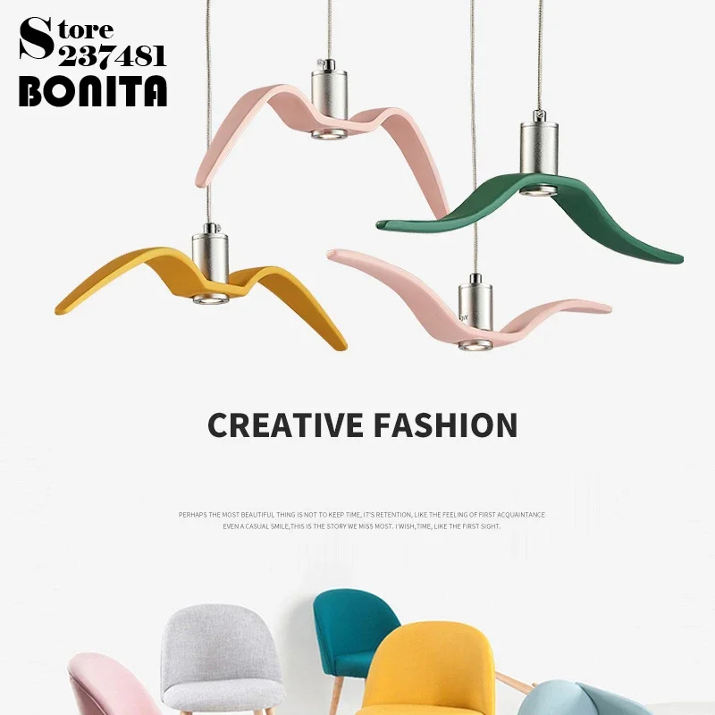 

Swallow Seagull Pendant Lamp Nordic Modern Restaurant Bar Lobby Pendant Lamp LED Flying Bird Macaron Color Small Pendant Lamp