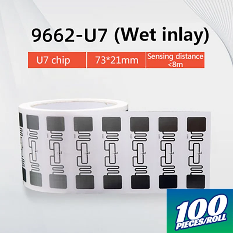 Etiquetas adhesivas RFID UHF de largo alcance, 100-860 MHz, U8/U9, Lable, para sincronización deportiva, inventario de activos de vehículos de