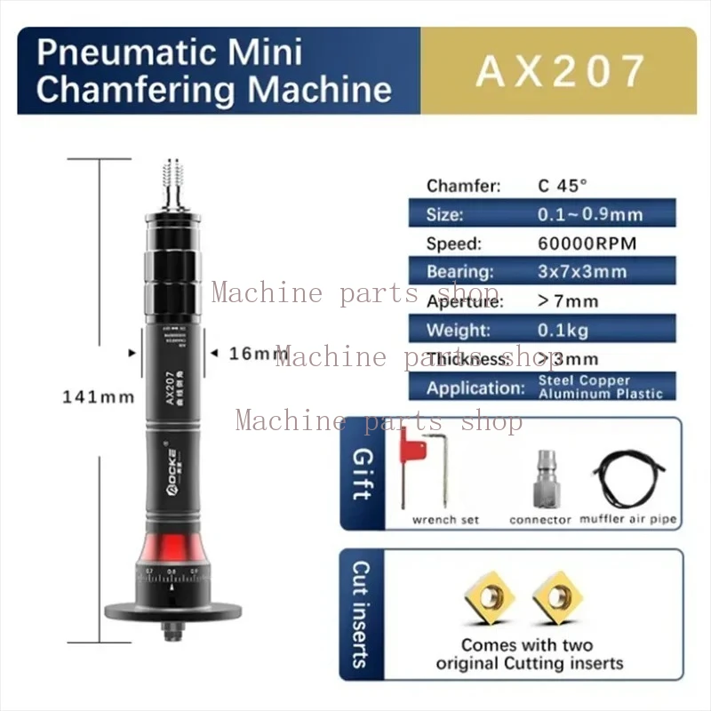 AX207 Mini Pneumatic Chamfering Machine 45 Degrees Metal Deburring Chamfer Tool Handheld Adjustable with Blades New