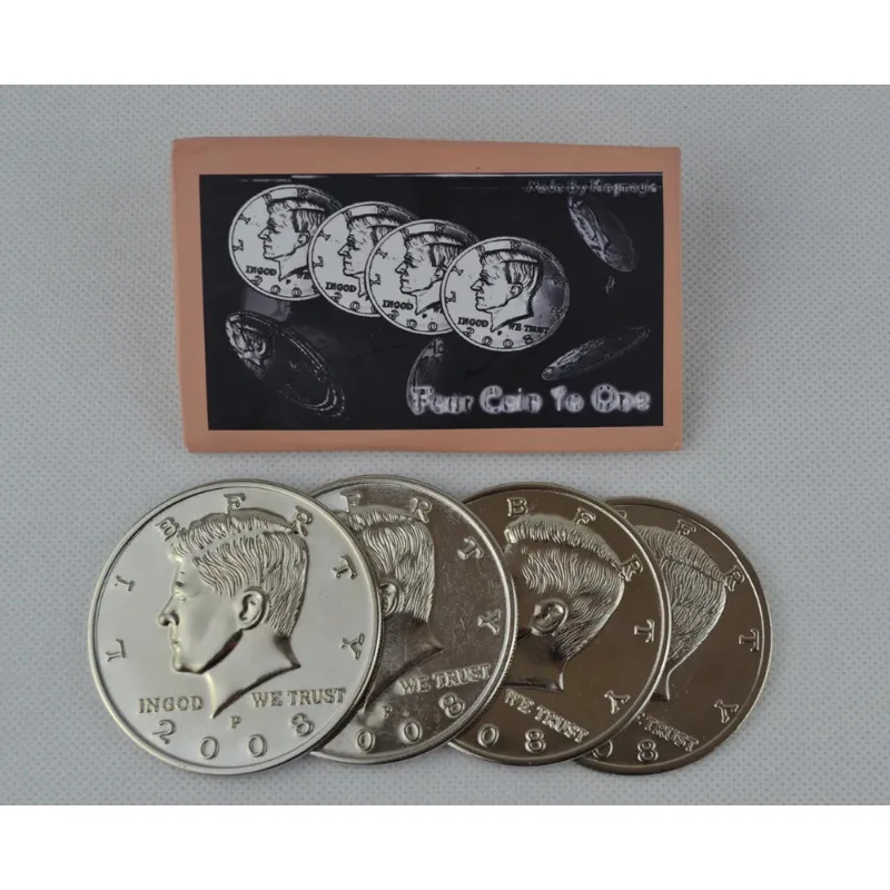 Jumbo Half Dollar Shells 3 + 1 Set (Dia 5.8cm) One Coin to Four Magic Tricks Magician Close Up Props Gimmick Accessories Comedy