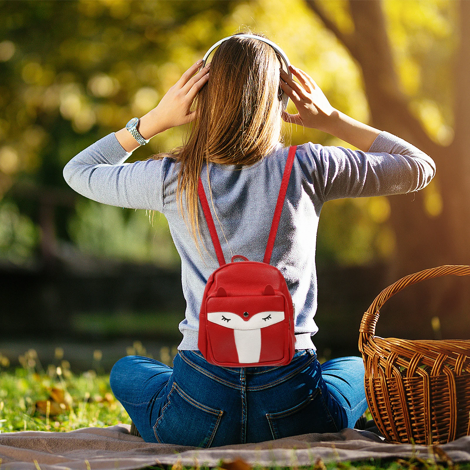 1 قطعة حقيبة ظهر ثعلب صغيرة جميلة مقاومة للماء حقيبة ظهر كاجوال محمولة للطلاب حقيبة تخزين عصرية حقيبة كتب مدرسية إبداعية