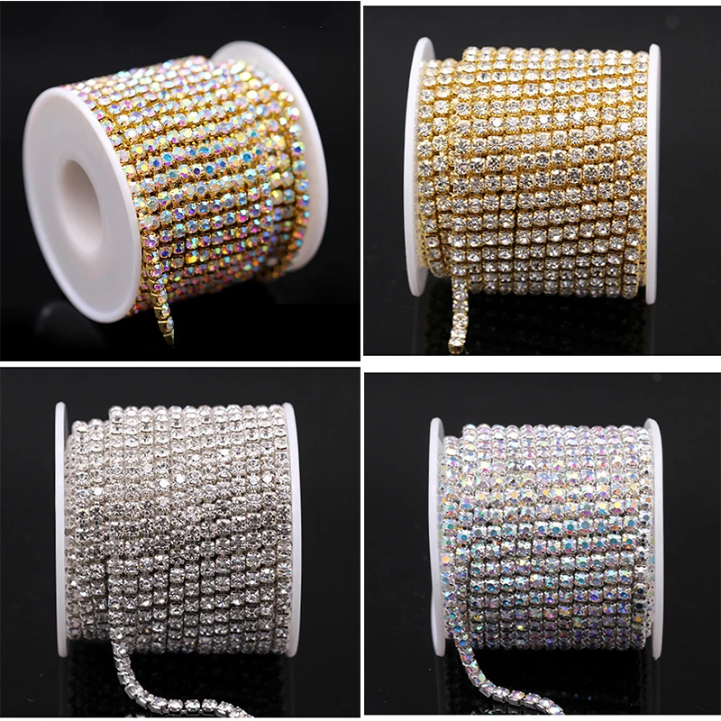 Glitter Crystal Rhinestone Chain Sew On Clothes Garment Accessories Trim Cup Chain