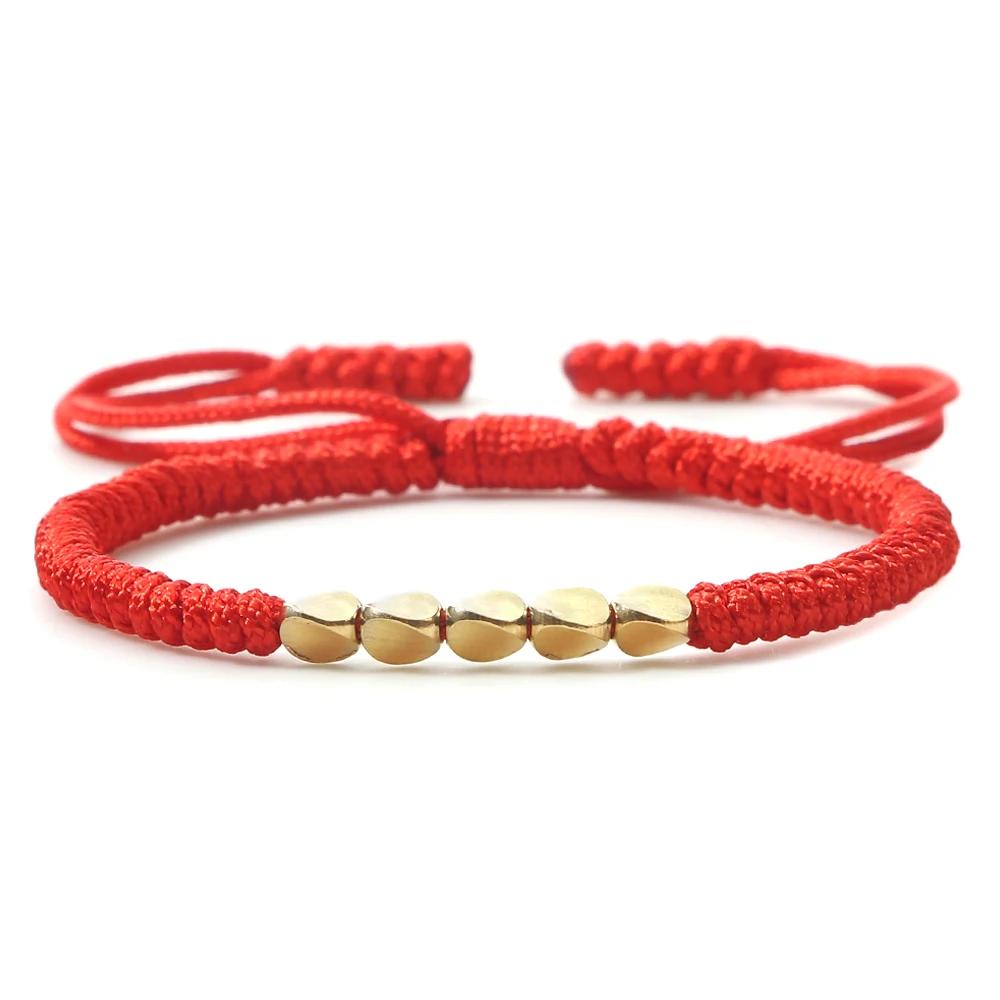 Lucky Braided Thread Bracelets Women Men Handmade Tibetan Buddhist Copper Beads Braided Bracelets Friendship Lover Jewelry Gifts