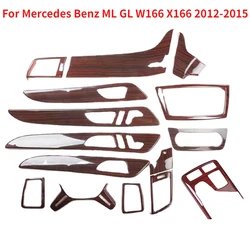 Interior Wooden Color Moulding Trim Center Console Gear Panel Cover  For Mercedes Benz ML GL W166 X166 2012-2015
