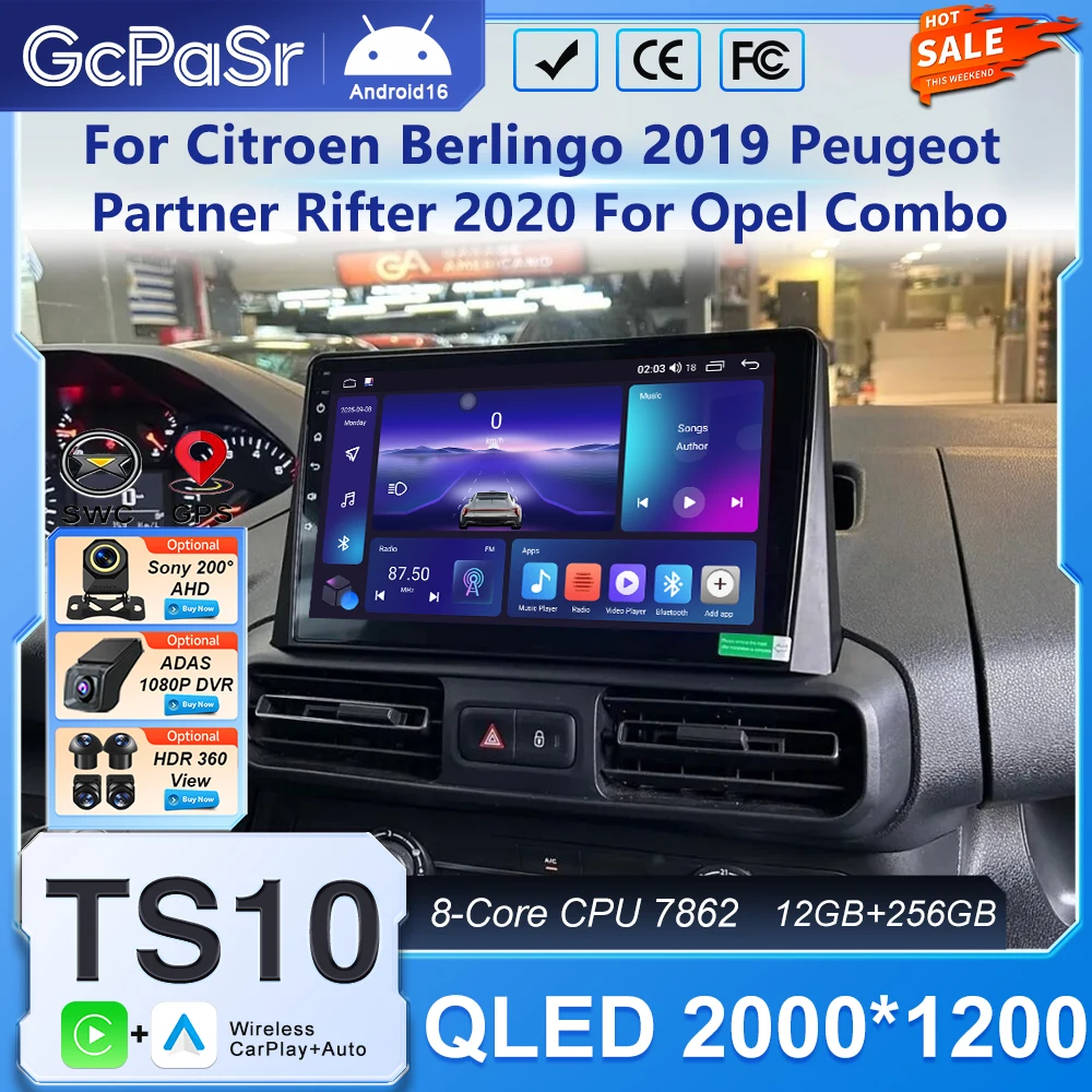 Android For Citroen Berlingo 2019 Peugeot Partner Rifter 2020 For Opel Combo Car Radio Carplay Radio Samochodowe GPS Bluetooth