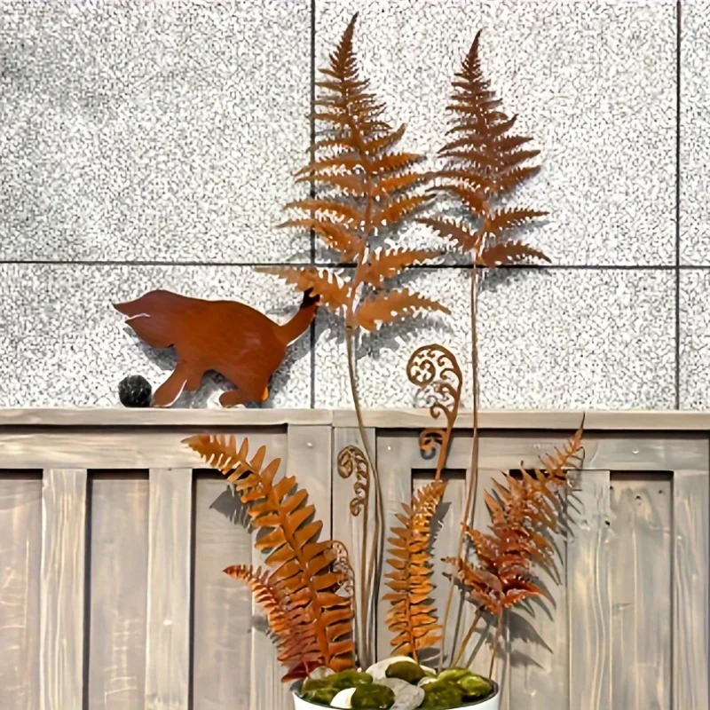 أوراق السرخس الصدئ حديقة حصة باقة معدنية الصدأ نبات معدني حصة في الهواء الطلق حديقة الفن ديكور المنزل والحديقة حلية للفناء