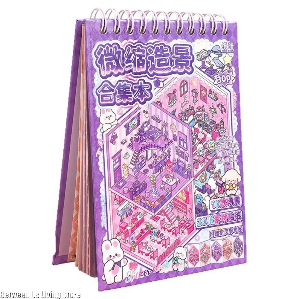 كتاب ملصقات DIY للأطفال - مشهد كابينة الجيب ثلاثي الأبعاد بمناظر طبيعية كرتونية 10 في 1، هدية مثالية للأولاد والبنات #6