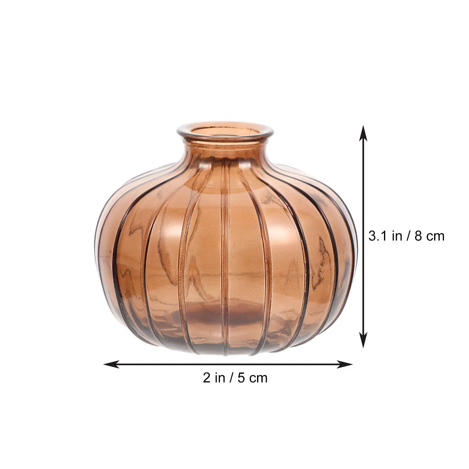 2Pcs Handcrafted Glass Pumpkin Vase Small Flower Vase for Floral Arrangement Desktop Decoration Home Office Bookshelf